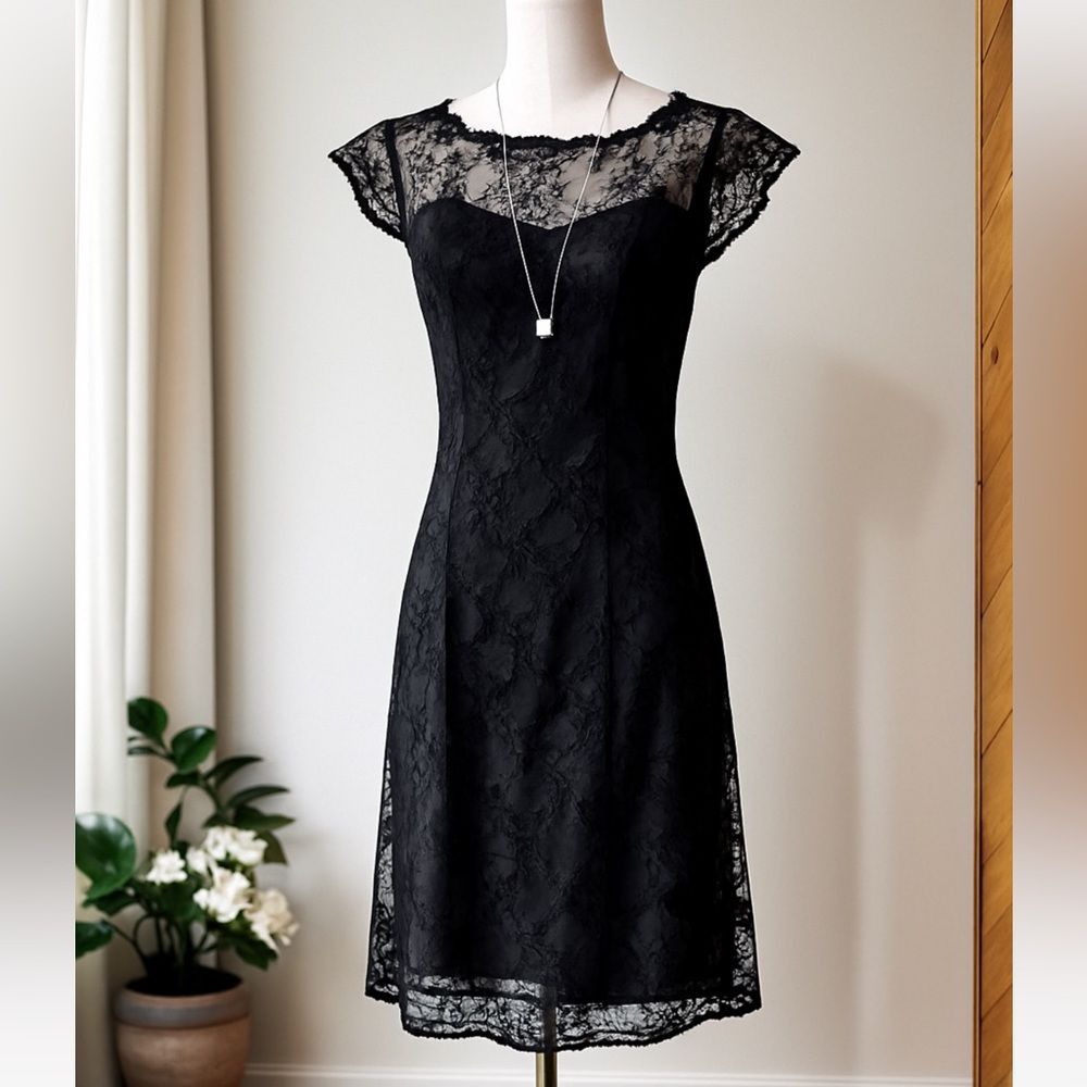 Alfred Angelo Black Lace Mini Dress